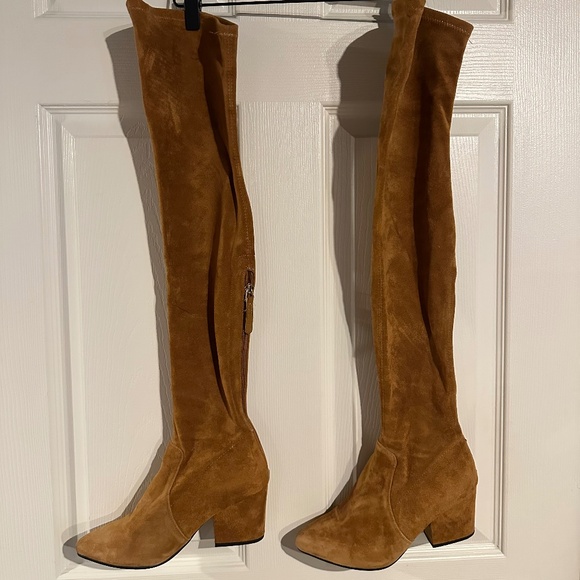 'Marlo' Tan Over The Knee Suede Leather Boots - Picture 6 of 6